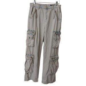 Blanknyc Denim Cargo Jeans Light Blue Wash Size 28 Pockets Distressed NWT #B2